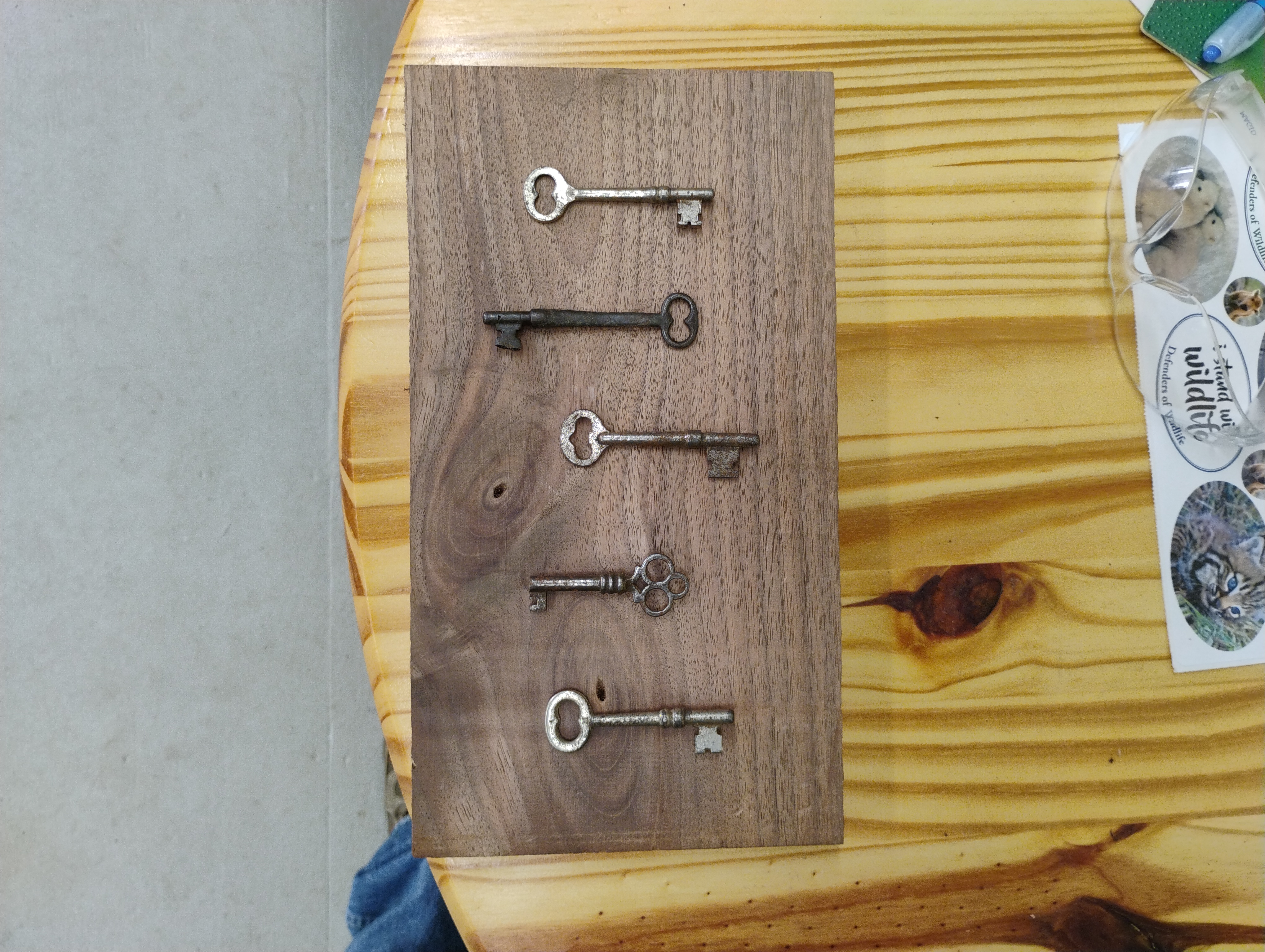 Skeleton keys on walnut